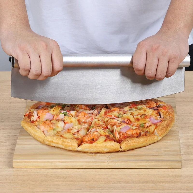REGENT KITCHEN ROCKER PIZZA CUTTER STAINLESS STEEL WITH PROTECTING COVER, 350MM