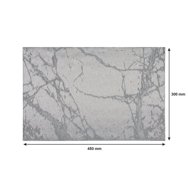 REGENT PLACE MATS WOVEN PVC SILVER MARBLE, (300X450MM)