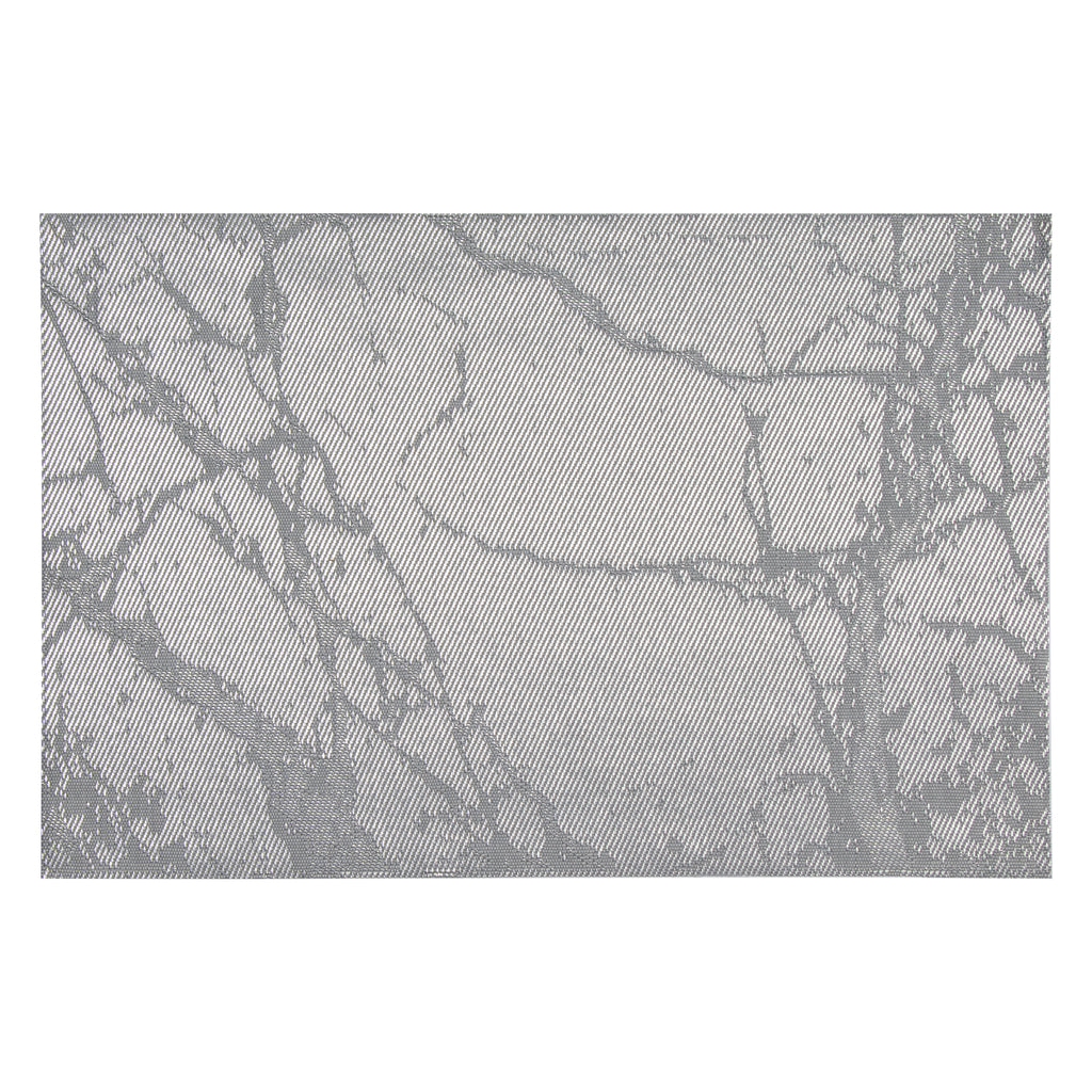 REGENT PLACE MATS WOVEN PVC SILVER MARBLE, 300X450MM