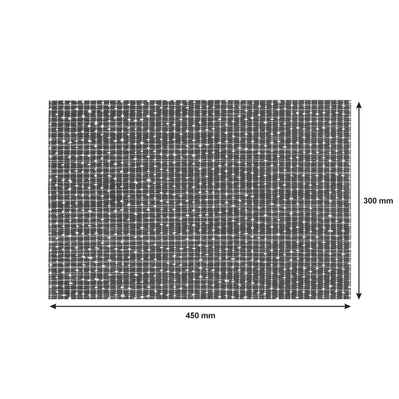 REGENT PLACE MATS WOVEN PVC/COTTON MOTTLED BLACK/WHITE, (300X450MM)