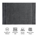 REGENT PLACE MATS WOVEN PVC BLACK WITH WHITE COTTON STRIPES, 300X450MM