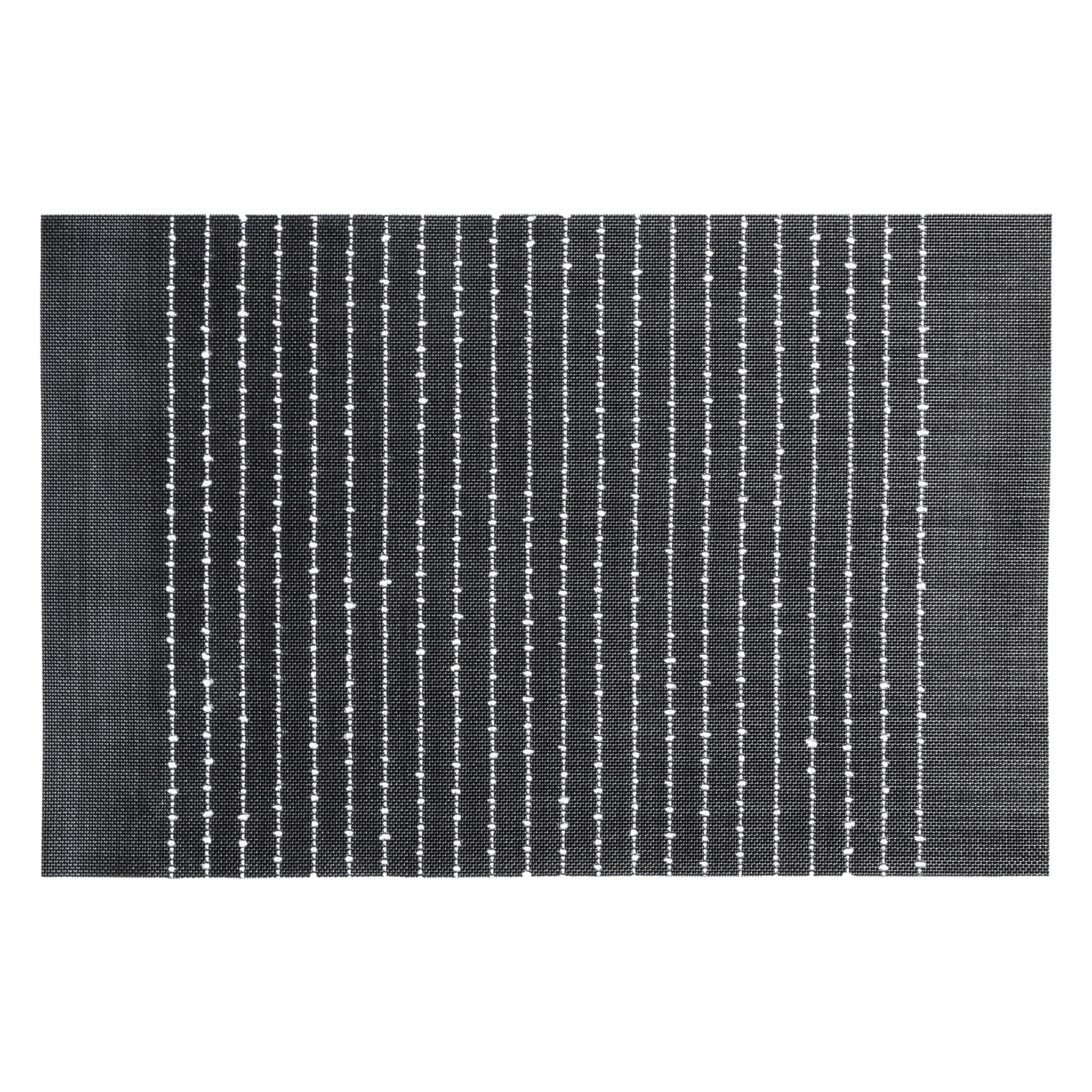 REGENT PLACE MATS WOVEN PVC BLACK WITH WHITE COTTON STRIPES, 300X450MM