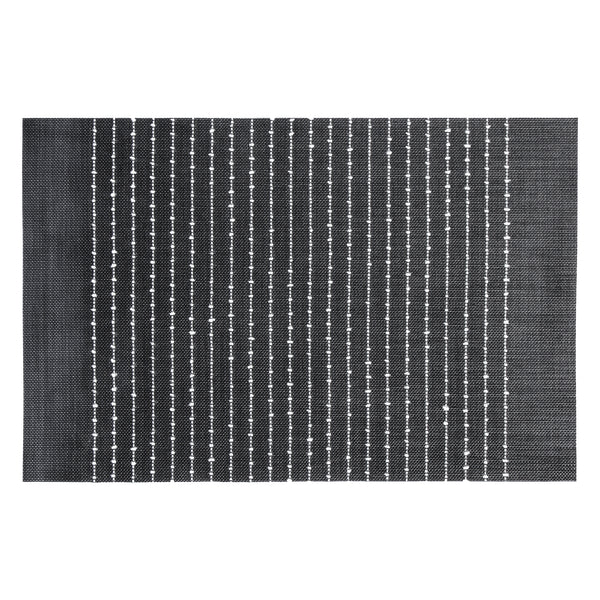 REGENT PLACE MATS WOVEN BLACK PVC WITH WHITE COTTON WEAVE STRIPES, (300X450MM)