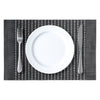 REGENT PLACE MATS WOVEN PVC BLACK WITH WHITE COTTON STRIPES, 300X450MM