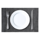 REGENT PLACE MATS WOVEN PVC/COTTON BLACK WITH WHITE STRIPES, 300X450MM