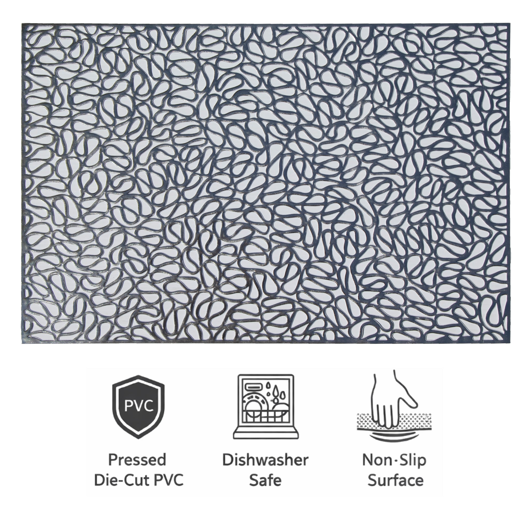 REGENT PLACE MATS PRESSED SILVER PVC, (300X450MM)