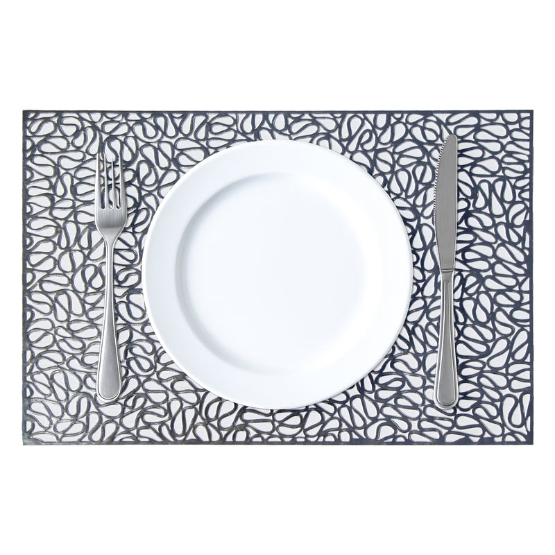 REGENT PLACE MATS PRESSED SILVER PVC, 300X450MM
