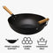 REGENT COOKWARE WOK CARBON STEEL WITH WOODEN HANDLE, 350MM DIA