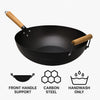 REGENT COOKWARE WOK CARBON STEEL WITH WOODEN HANDLE, 350MM DIA