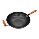 REGENT COOKWARE WOK CARBON STEEL WITH WOODEN HANDLE, 350MM DIA