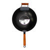 REGENT COOKWARE WOK CARBON STEEL WITH WOODEN HANDLE, 350MM DIA