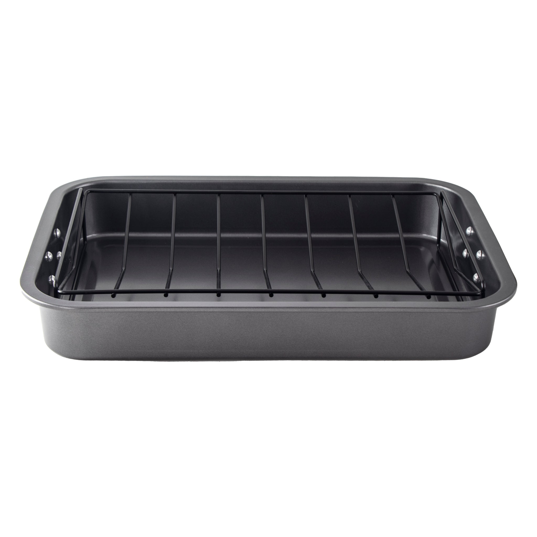 REGENT COOKWARE ROASTING PAN NON STICK WITH V GRID AND ST. STEEL HANDLES, 420X305MM