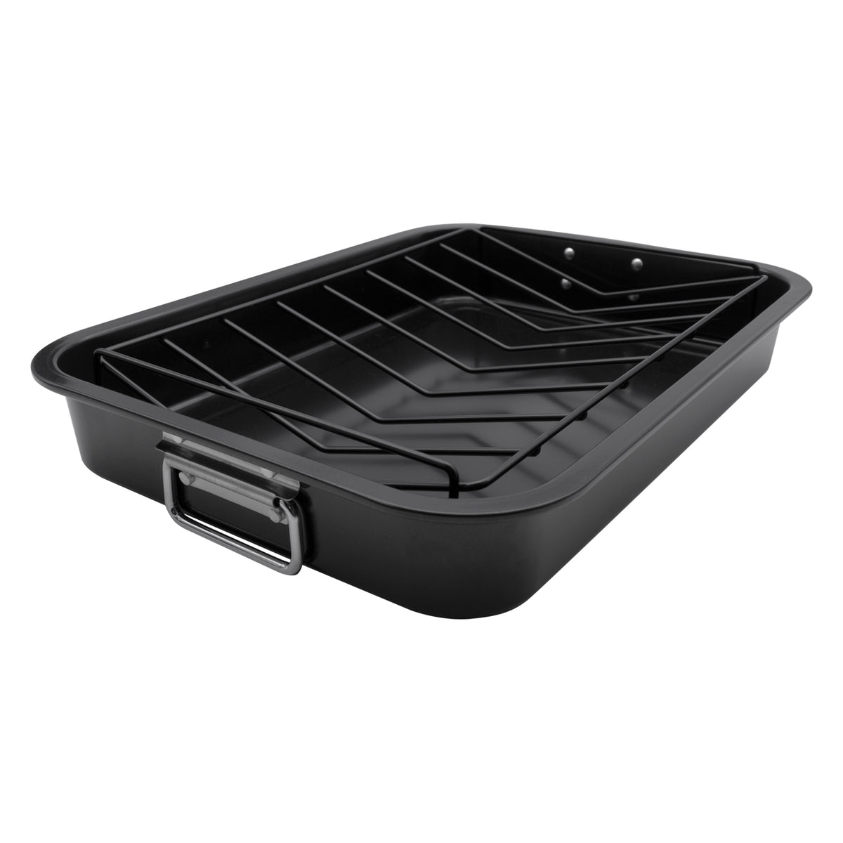 REGENT COOKWARE ROASTING PAN NON STICK WITH V GRID AND ST. STEEL HANDLES, 420X305MM