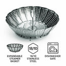 REGENT KITCHEN EXPANDABLE STEAMER BASKET STAINLESS STEEL, 235/138MM DIAX70MM