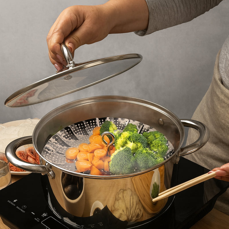 REGENT KITCHEN EXPANDABLE STEAMER BASKET STAINLESS STEEL, 235/138MM DIAX70MM