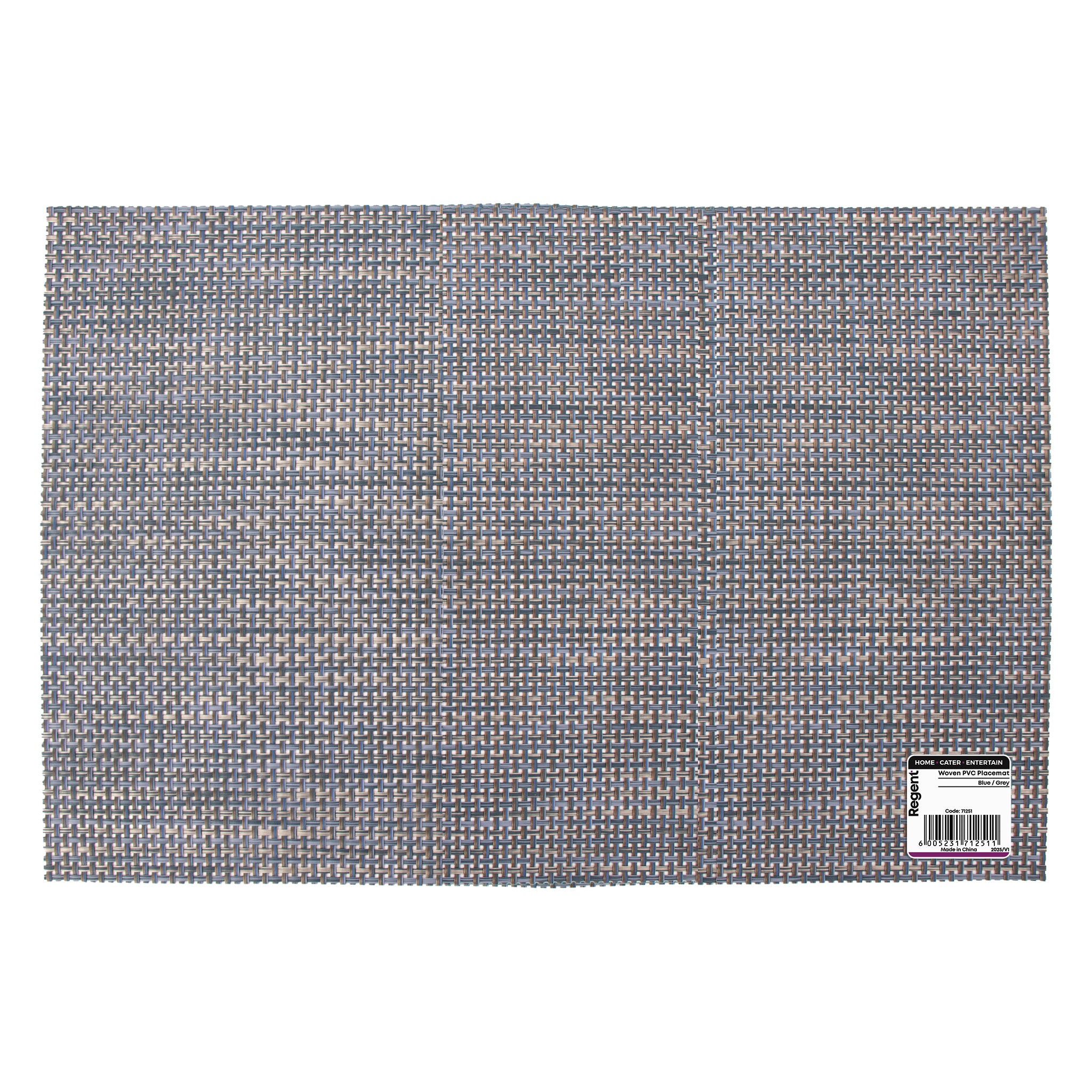 REGENT PLACE MATS WOVEN PVC BLUE/GREY, 305X450MM