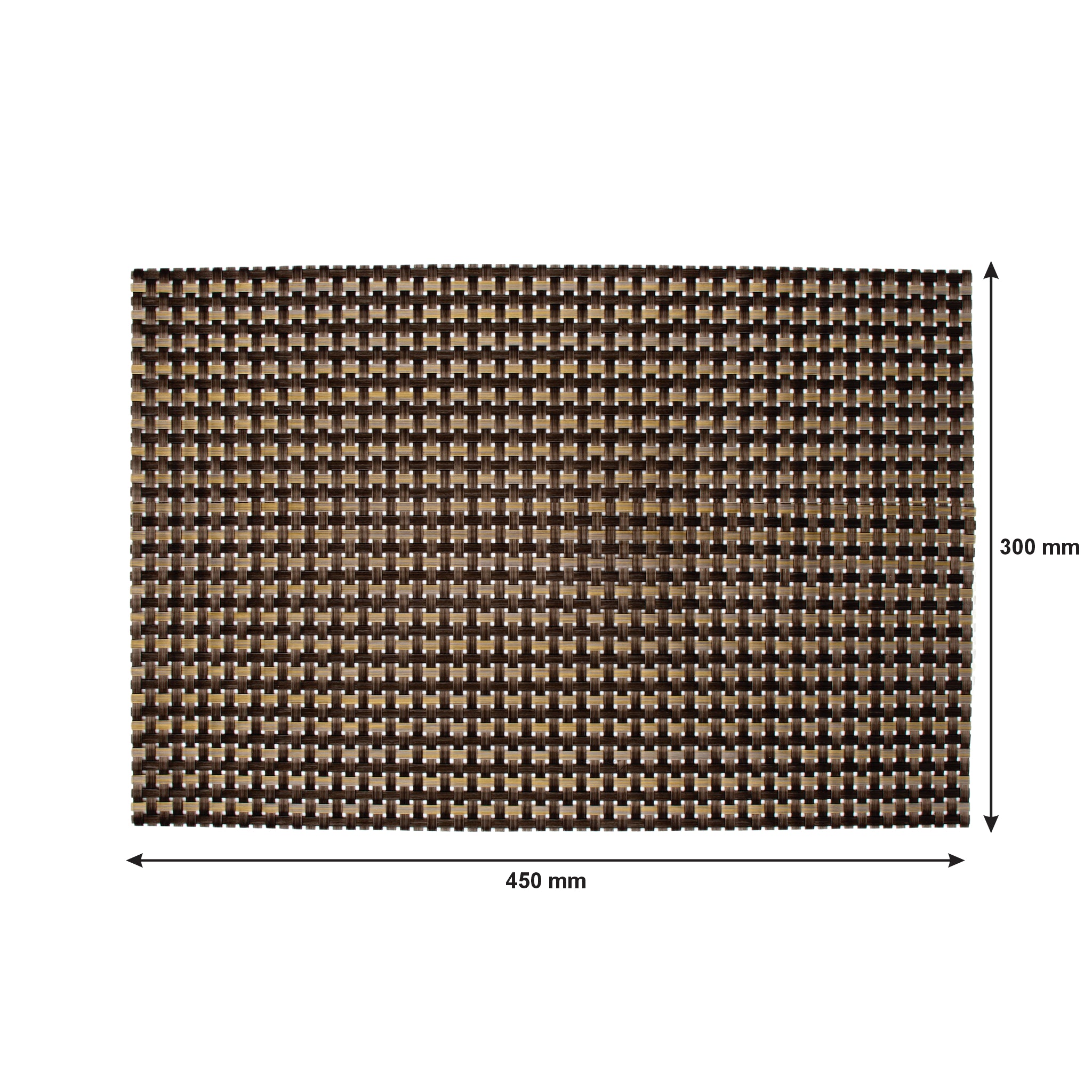 REGENT PLACE MATS WOVEN PVC GOLD/BLACK/GREY, 300X450MM
