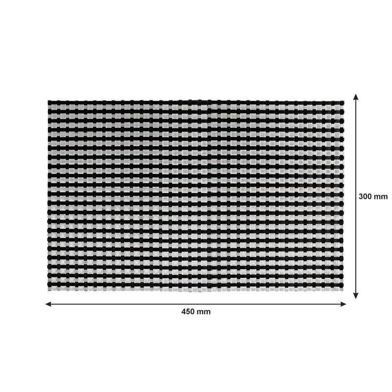 REGENT PLACE MATS WOVEN PVC SILVER/BLACK, 300X450MM