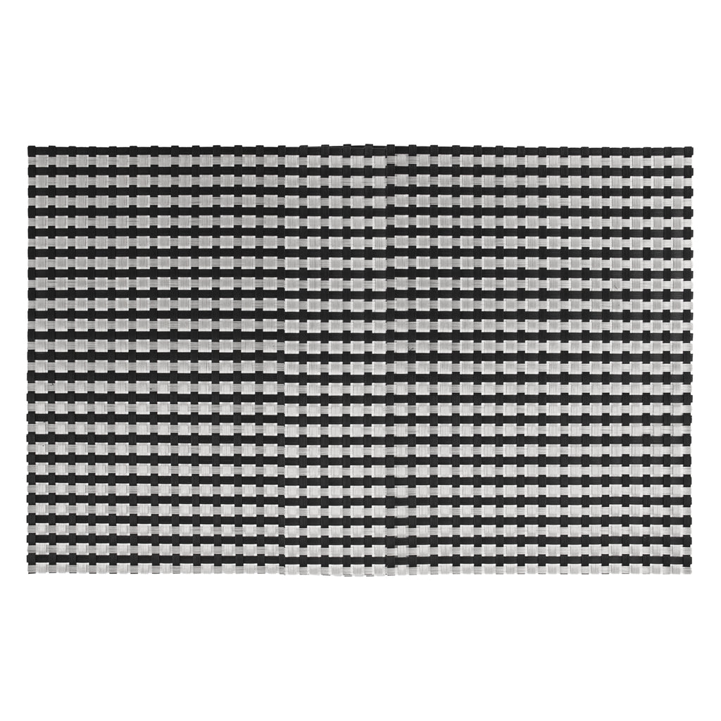 REGENT PLACE MATS WOVEN PVC SILVER/BLACK, 300X450MM