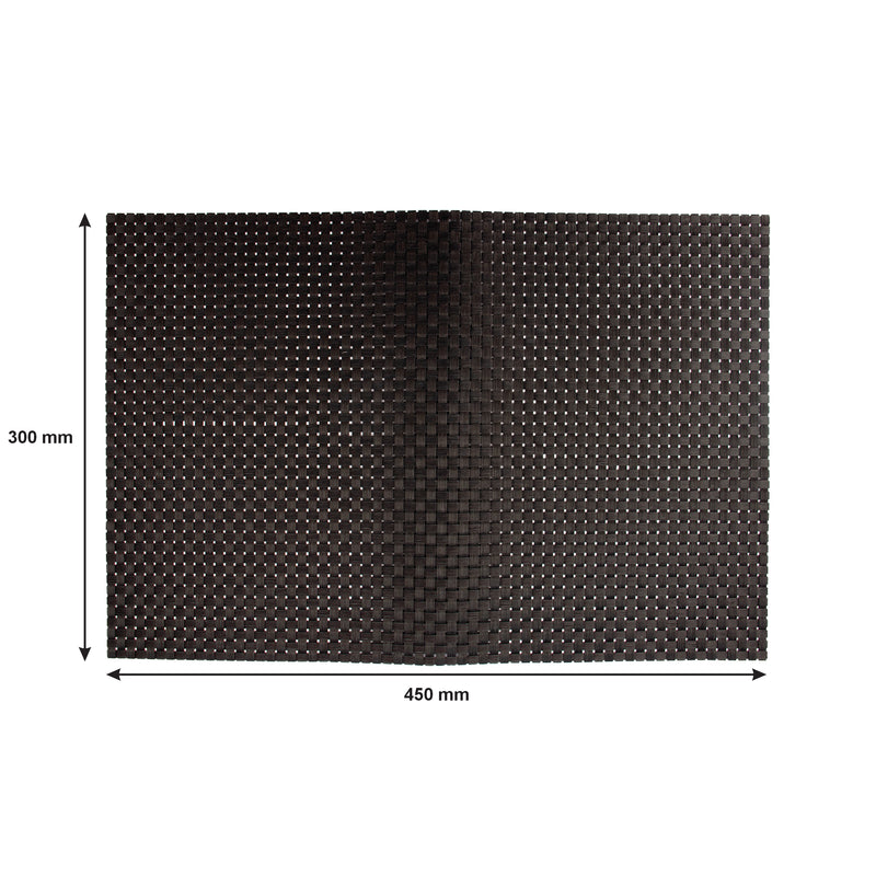 REGENT PLACE MATS WOVEN BLACK PVC, (300X450MM)