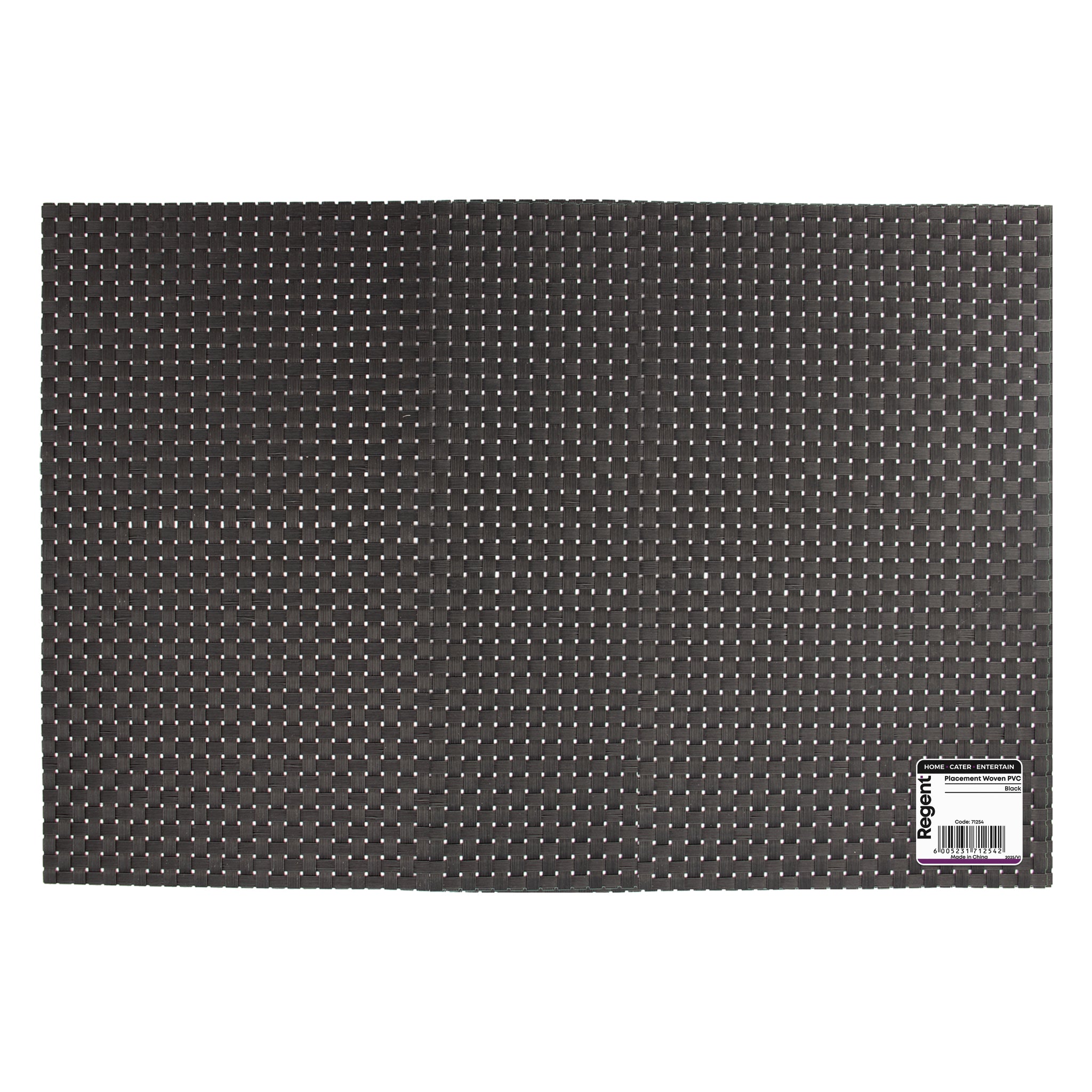 REGENT PLACE MATS WOVEN PVC BLACK, 300X450MM