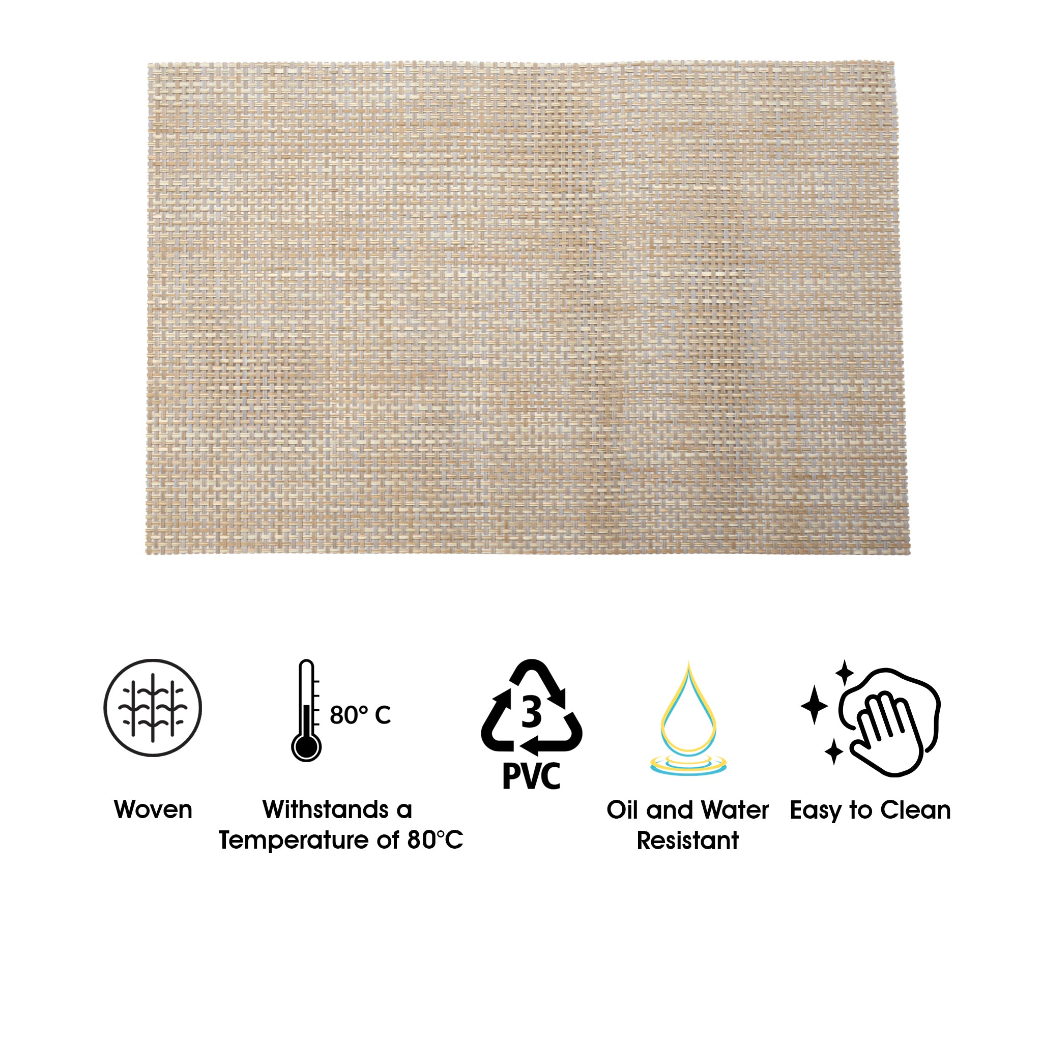 REGENT PLACE MATS WOVEN PVC BEIGE BLISS, 300X450MM