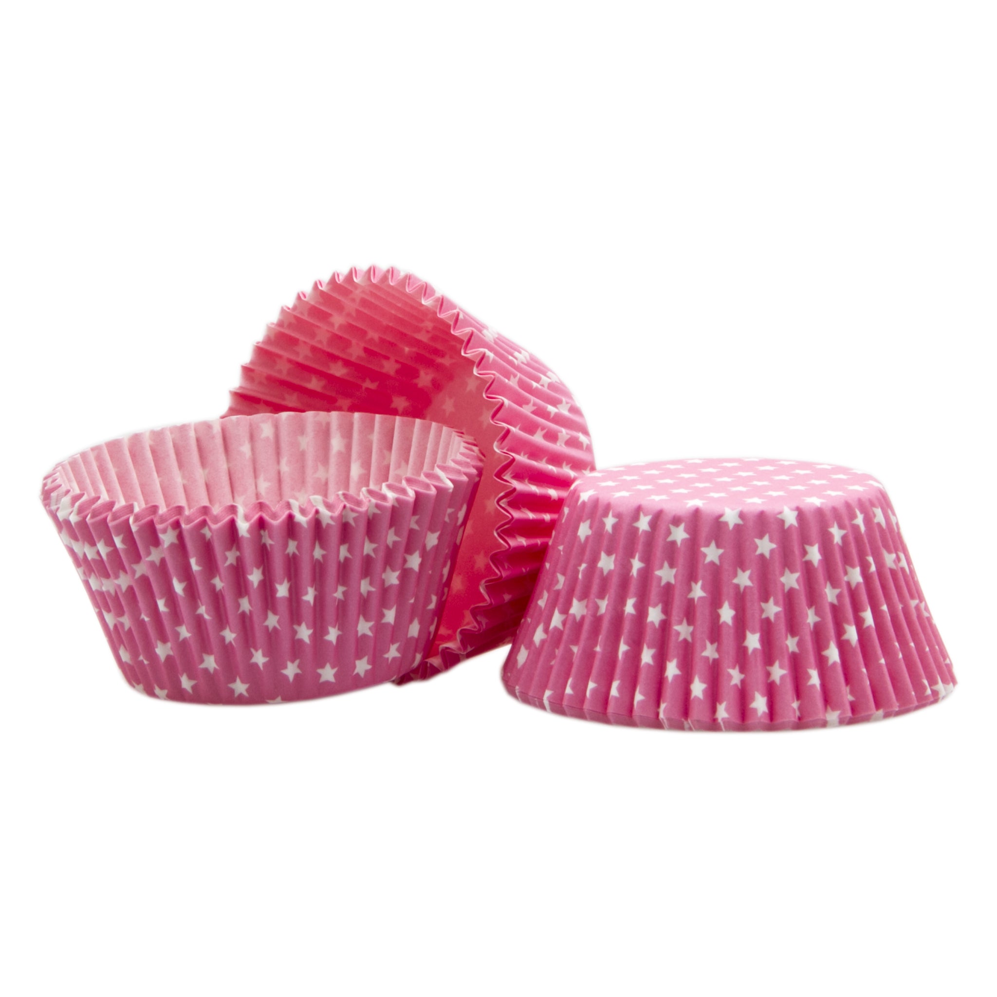 REGENT CAKE CUPS PINK WITH WHITE STARS 50PK, 50X32.5MM