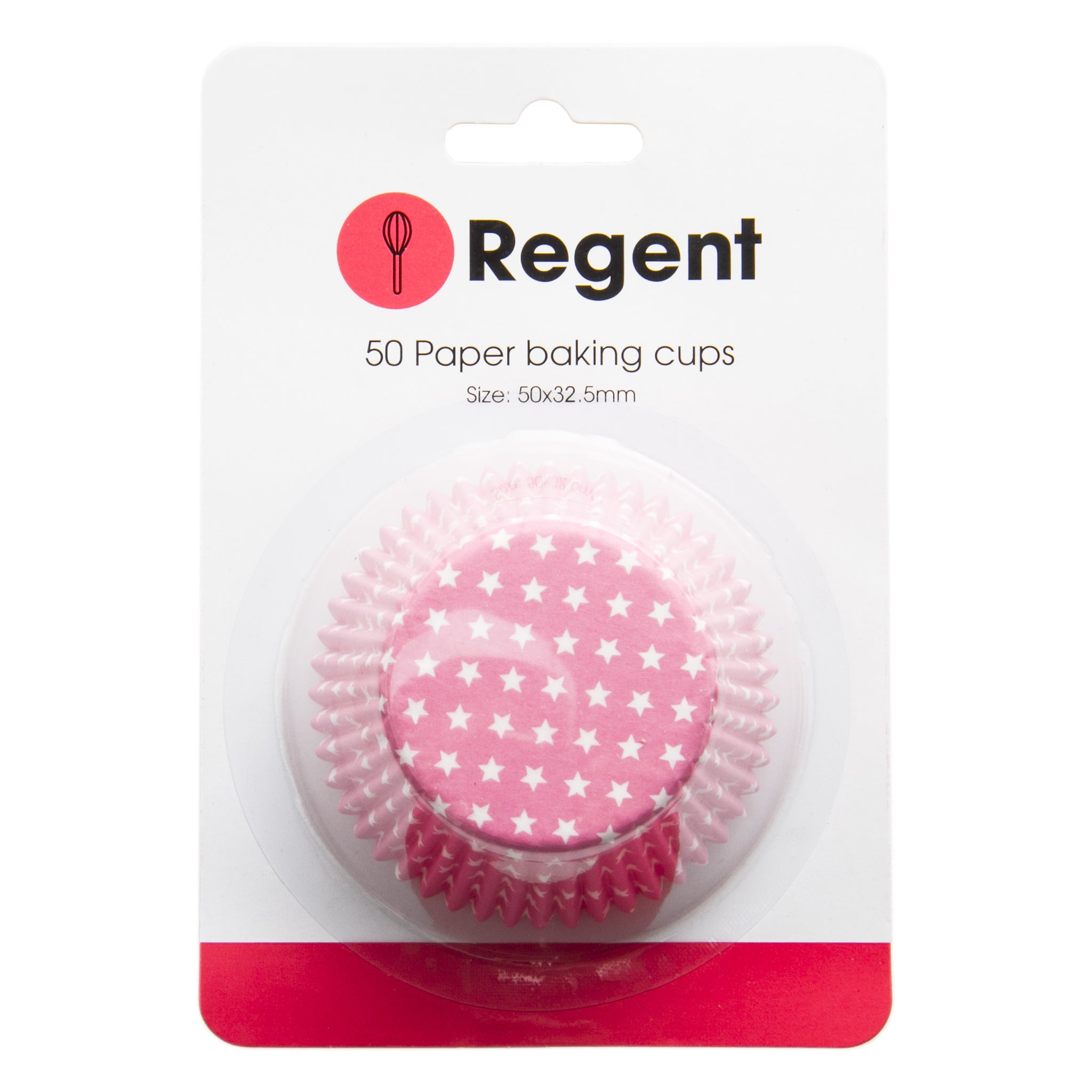 REGENT CAKE CUPS PINK WITH WHITE STARS 50PK, 50X32.5MM