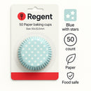 REGENT CAKE CUPS BLUE WITH WHITE STARS 50PK, 50X32.5MM
