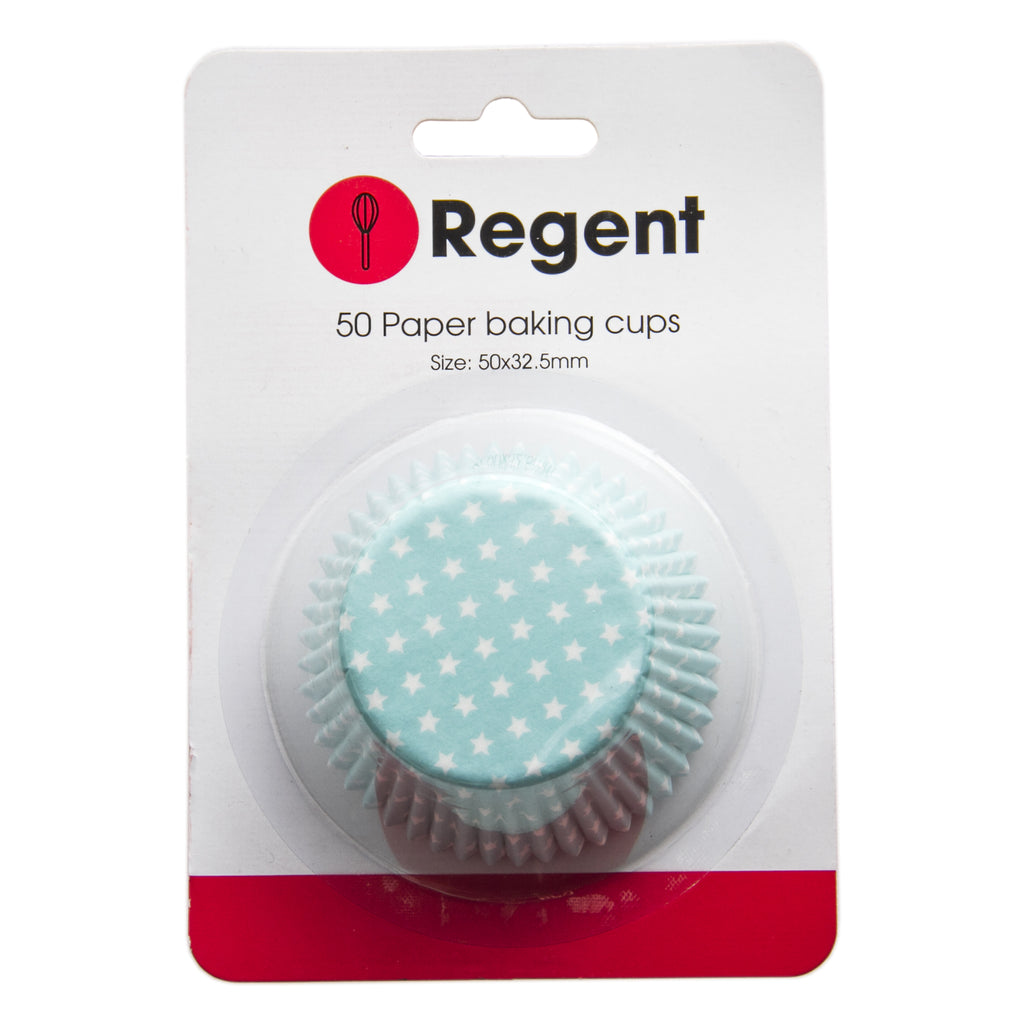 REGENT CAKE CUPS BLUE WITH WHITE STARS 50 PIECE, (50X32.5MM)