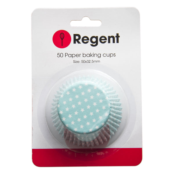 REGENT CAKE CUPS BLUE WITH WHITE STARS 50 PIECE, (50X32.5MM)