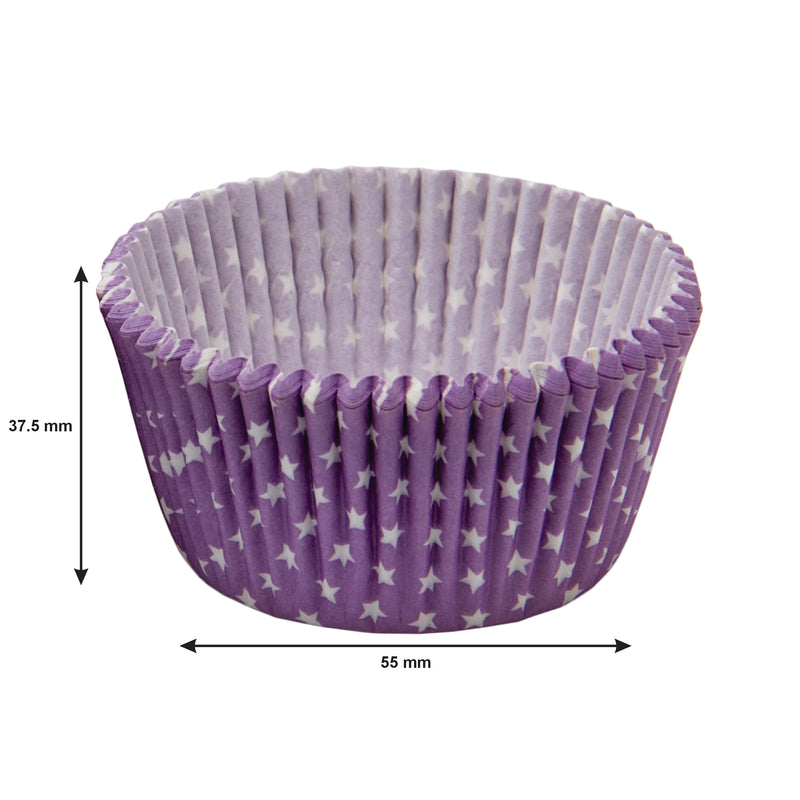 REGENT CAKE CUPS LILAC WITH WHITE STARS 50 PIECE, (55X37.5MM)