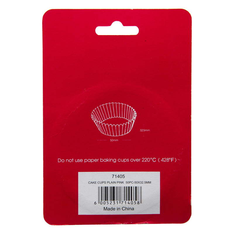 REGENT CAKE CUPS PLAIN PINK 50 PIECE, (50X32.5MM)