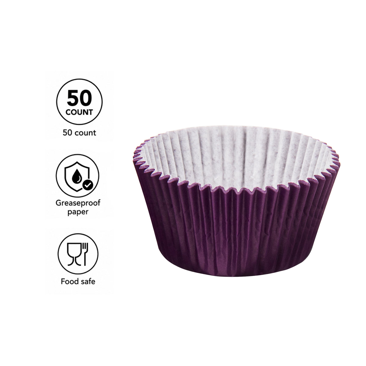 REGENT CAKE CUPS PLAIN PURPLE 50PK, 55X37.5MM