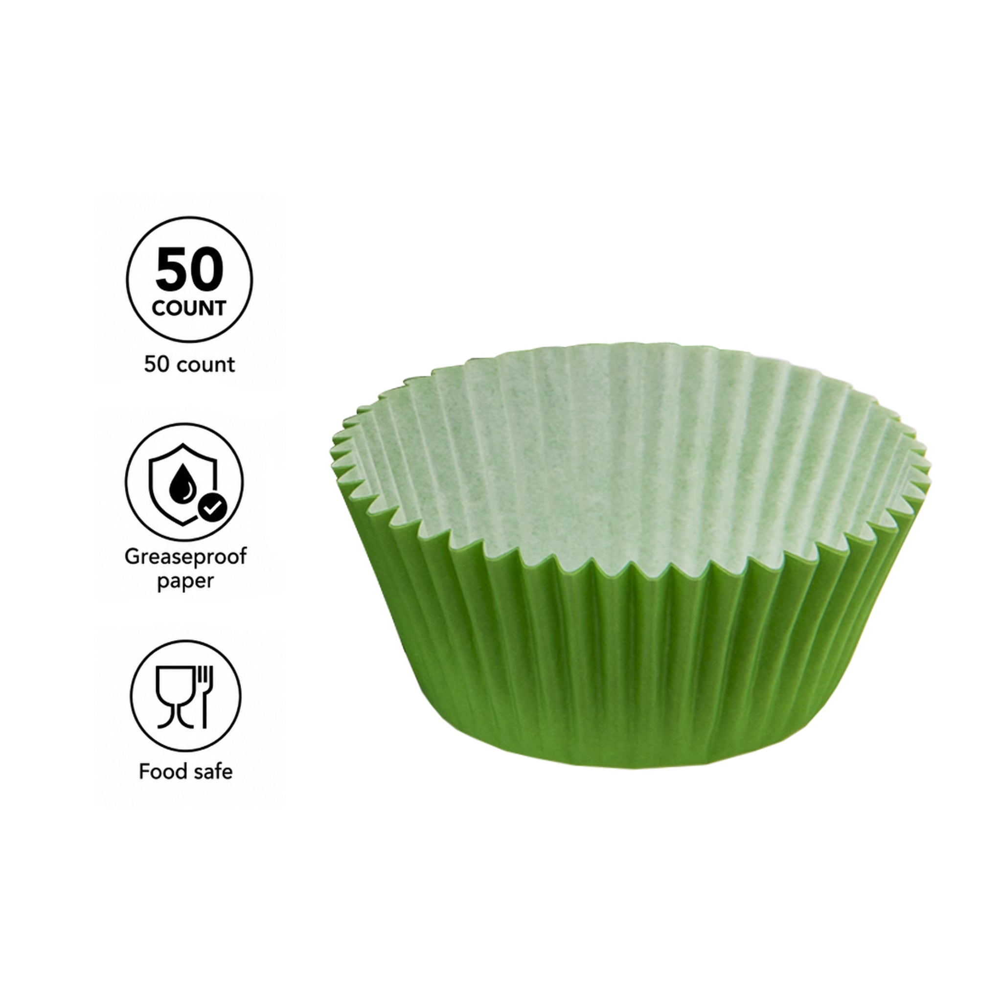 REGENT CAKE CUPS PLAIN GREEN 50PK, 50X32.5MM
