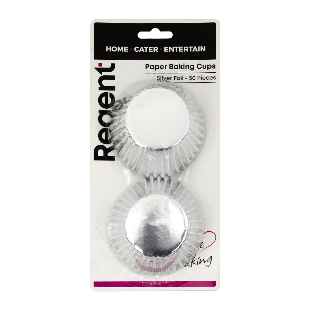 REGENT CAKE CUPS SILVER FOIL 50PK, 50X32.5MM