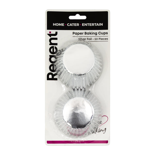 REGENT CAKE CUPS SILVER FOIL 50PK, 50X32.5MM