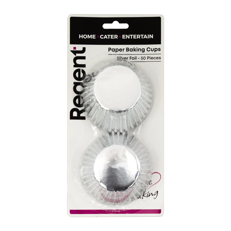 REGENT CAKE CUPS SILVER FOIL 50PK, 50X32.5MM