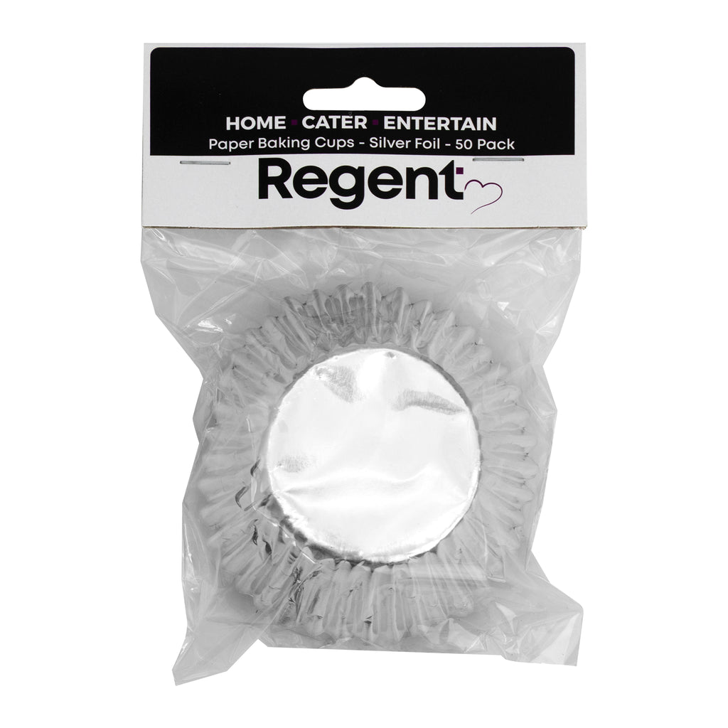 REGENT CAKE CUPS SILVER FOIL 50PK, 50X32.5MM