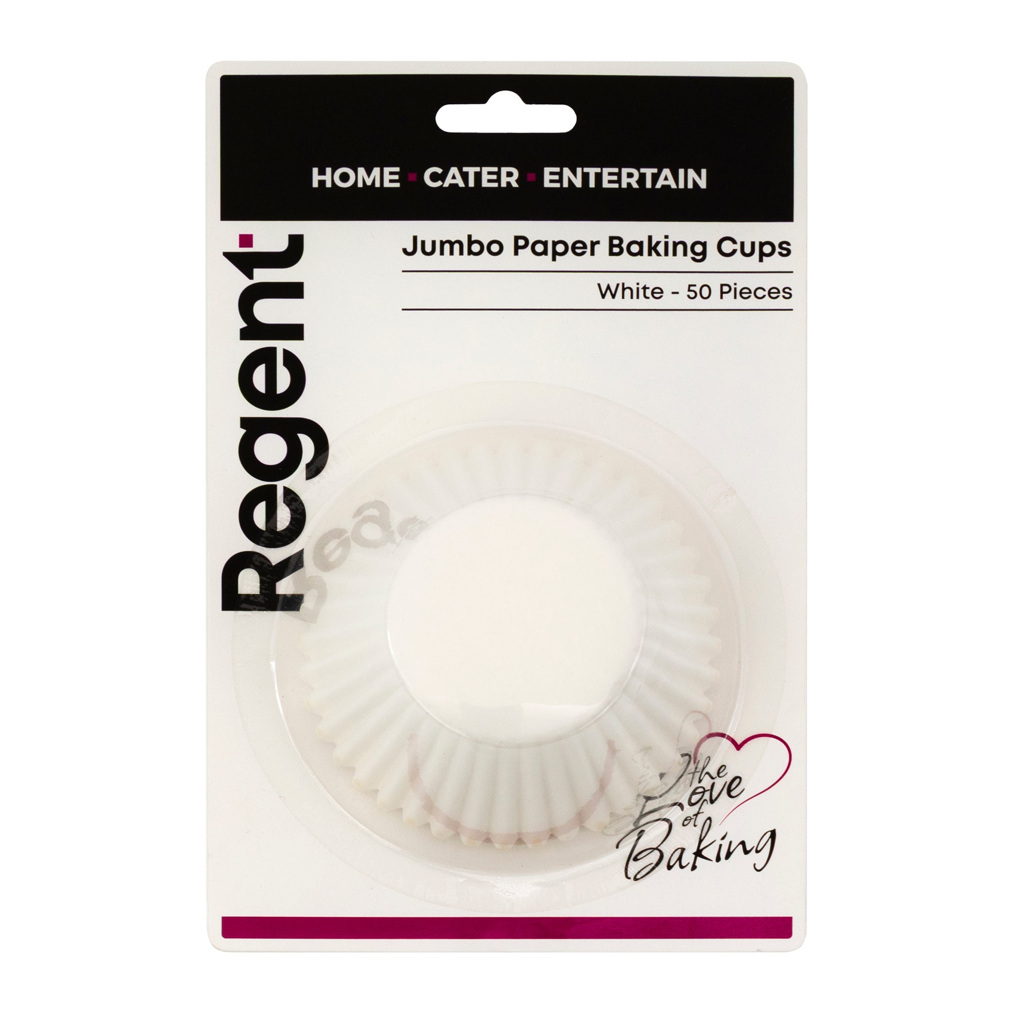 REGENT CAKE CUPS WHITE LARGE 50PK, 55X37.5MM