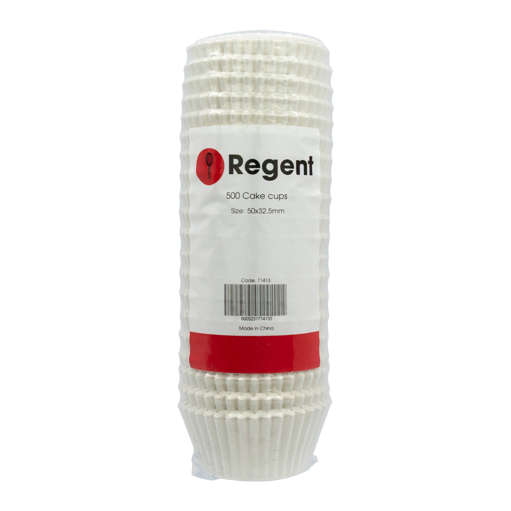 REGENT CAKE CUPS WHITE IN SHRINK TUBE 500PK, 50X32.5MM