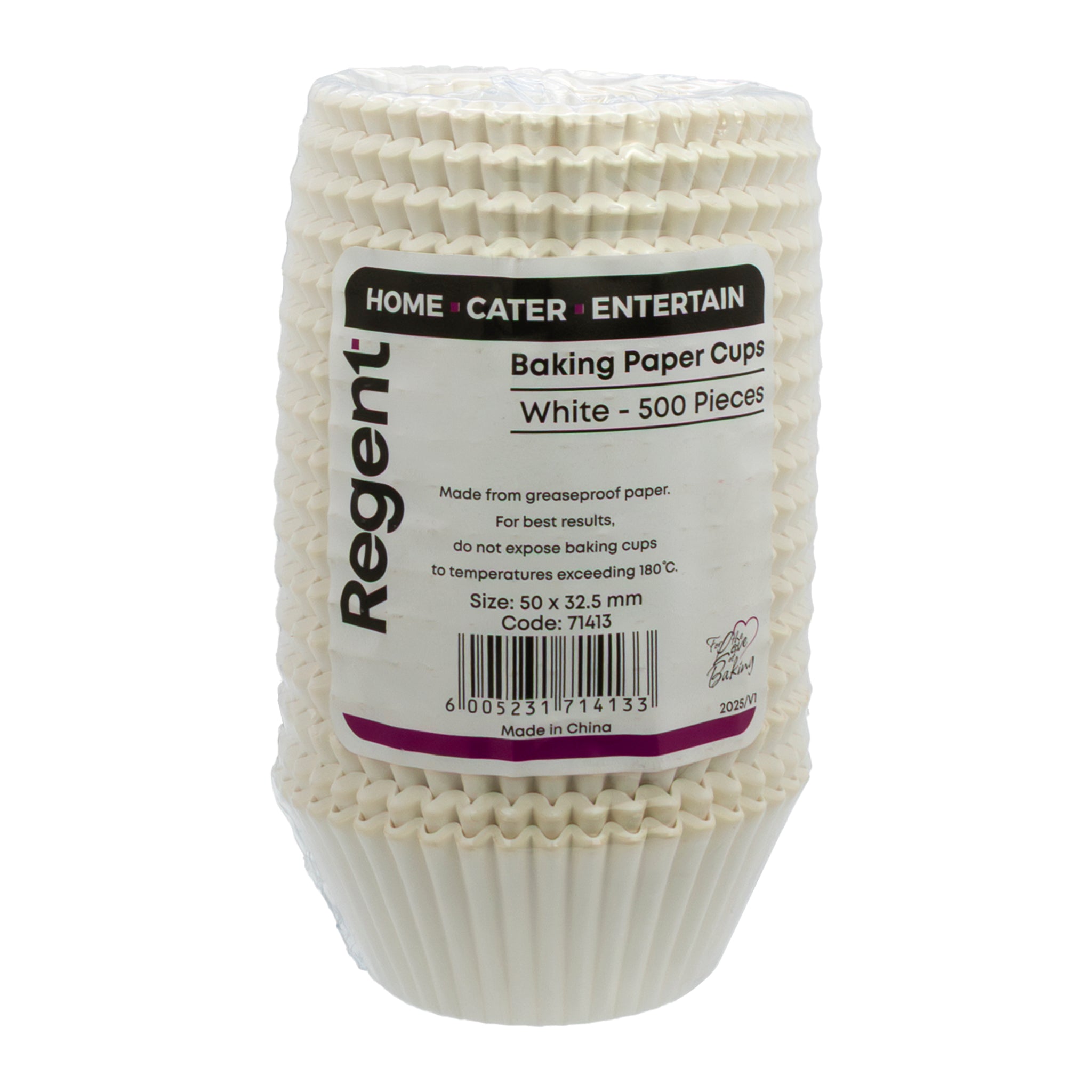 REGENT CAKE CUPS WHITE IN SHRINK TUBE 500PK, 50X32.5MM