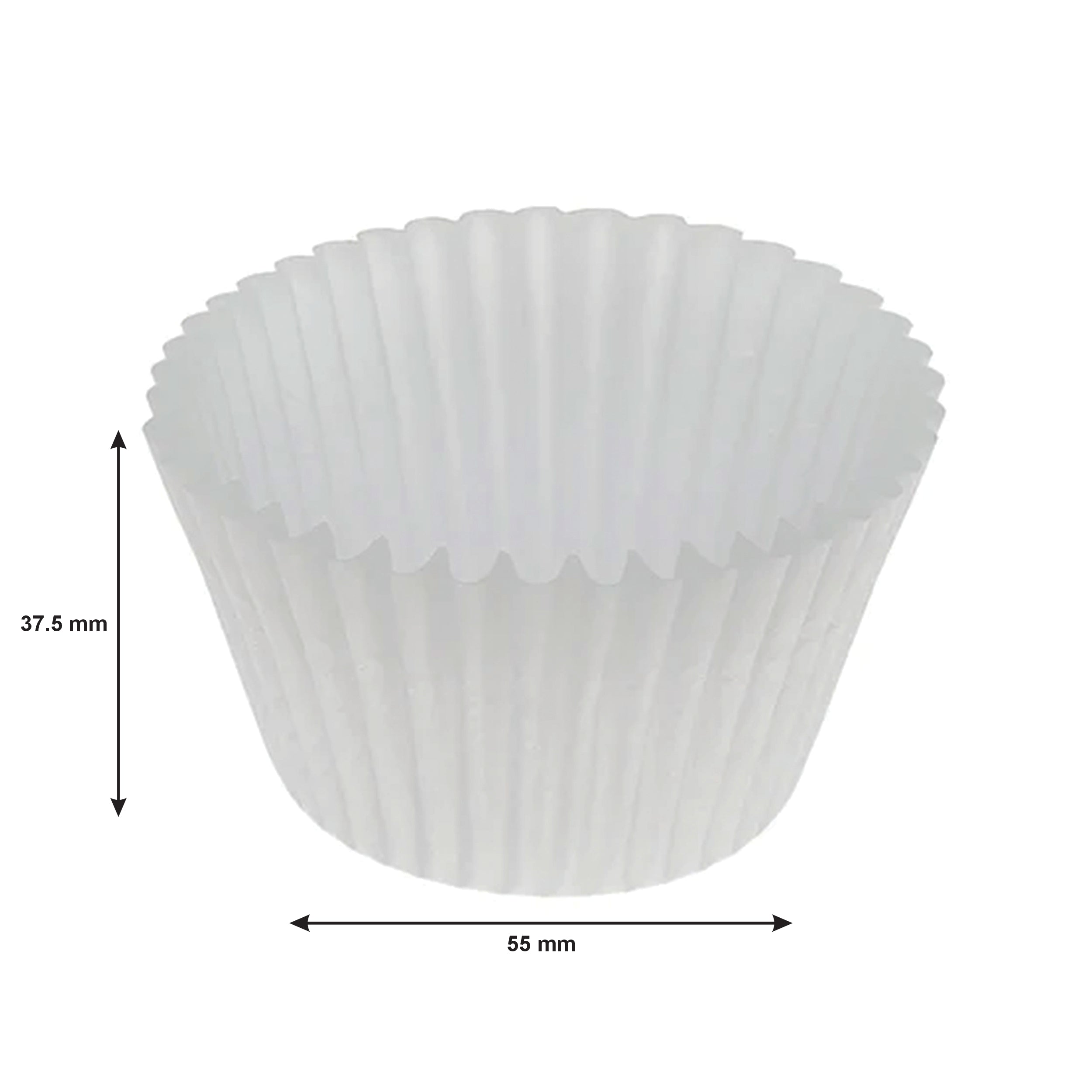 REGENT CAKE CUPS WHITE IN SHRINK TUBE LARGE 500PK, 55X37.5MM