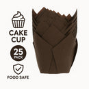 REGENT TULIP MUFFIN CUPS BROWN GREASE PROOF PAPER 25PCS, (50/80MM DIAX90MM)