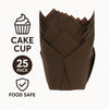 REGENT TULIP MUFFIN CUPS BROWN GREASE PROOF PAPER 25PCS, (50/80MM DIAX90MM)
