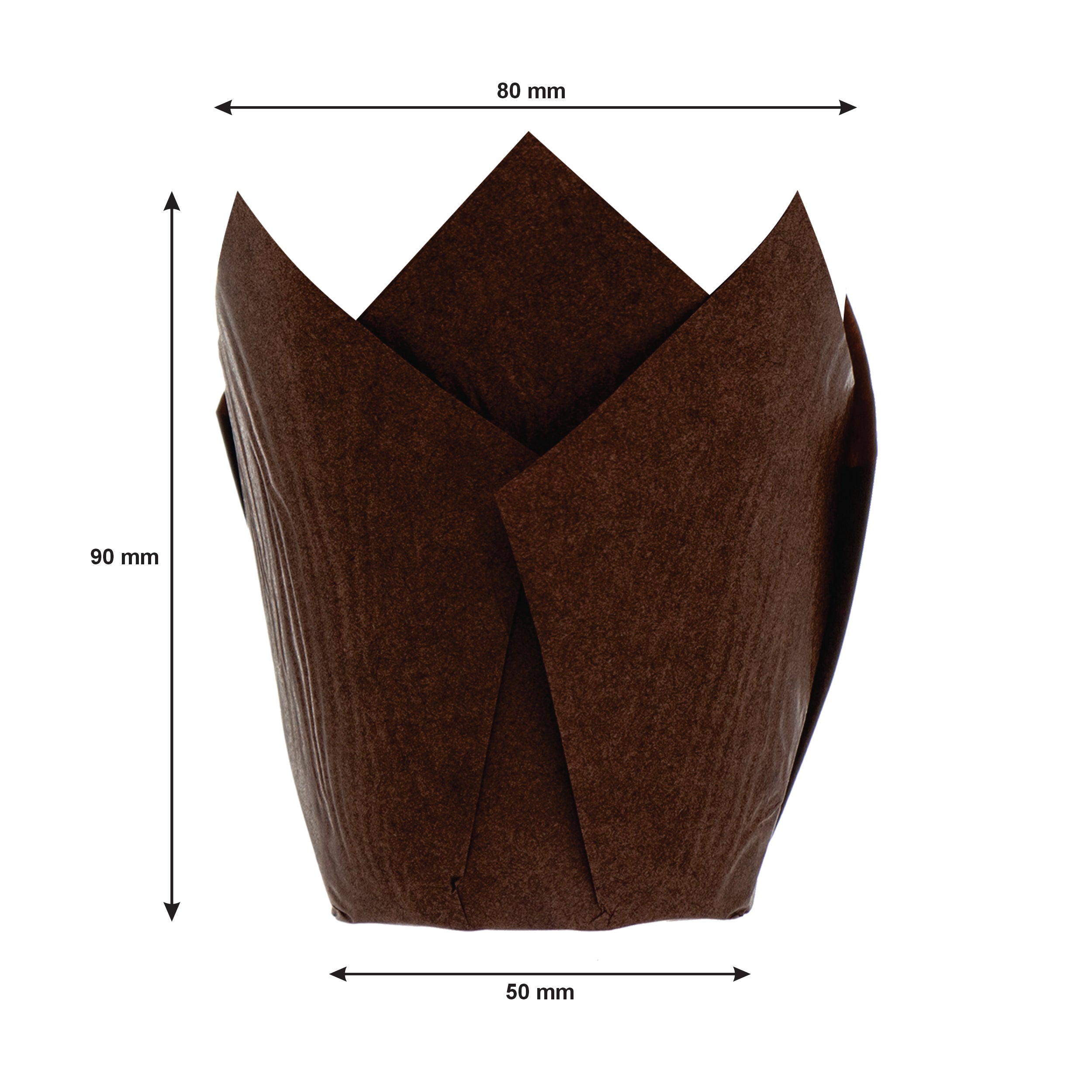 REGENT TULIP MUFFIN CUPS BROWN GREASE PROOF PAPER 50PK, 175MMX165MM