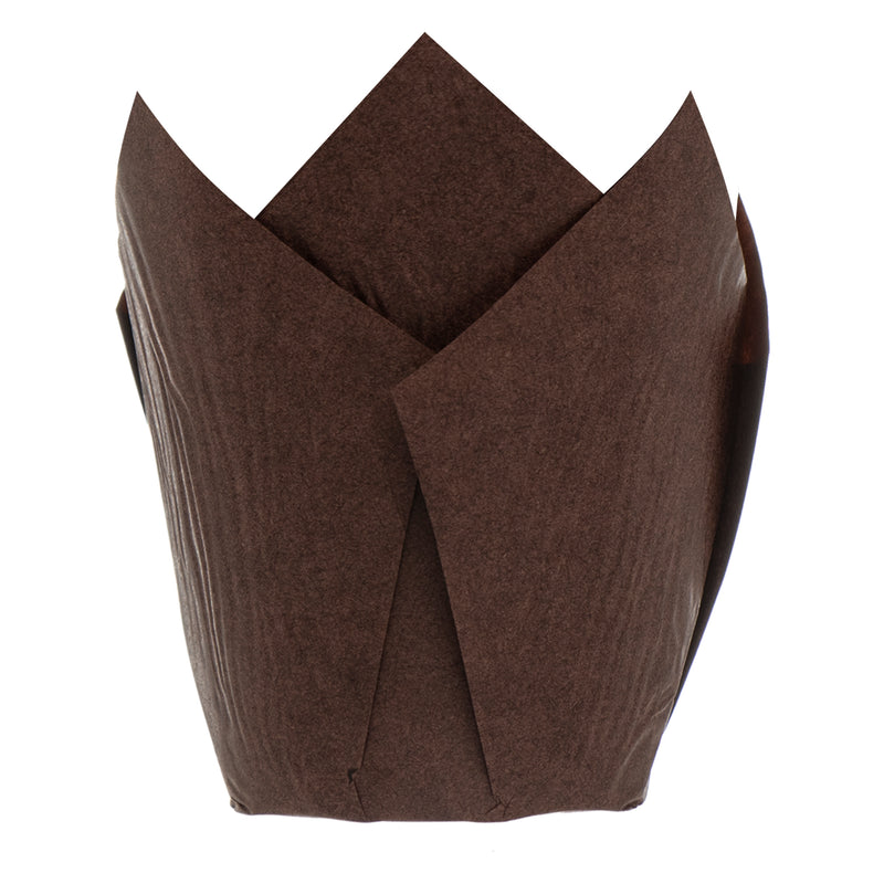 REGENT TULIP MUFFIN CUPS BROWN GREASE PROOF PAPER 25PCS, (50/80MM DIAX90MM)