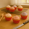REGENT CAKE CUPS RED WITH WHITE DOTS 50PK, 50MM DIAX32.5MM