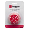 REGENT CAKE CUPS RED WITH WHITE DOTS 50PK, 50MM DIAX32.5MM