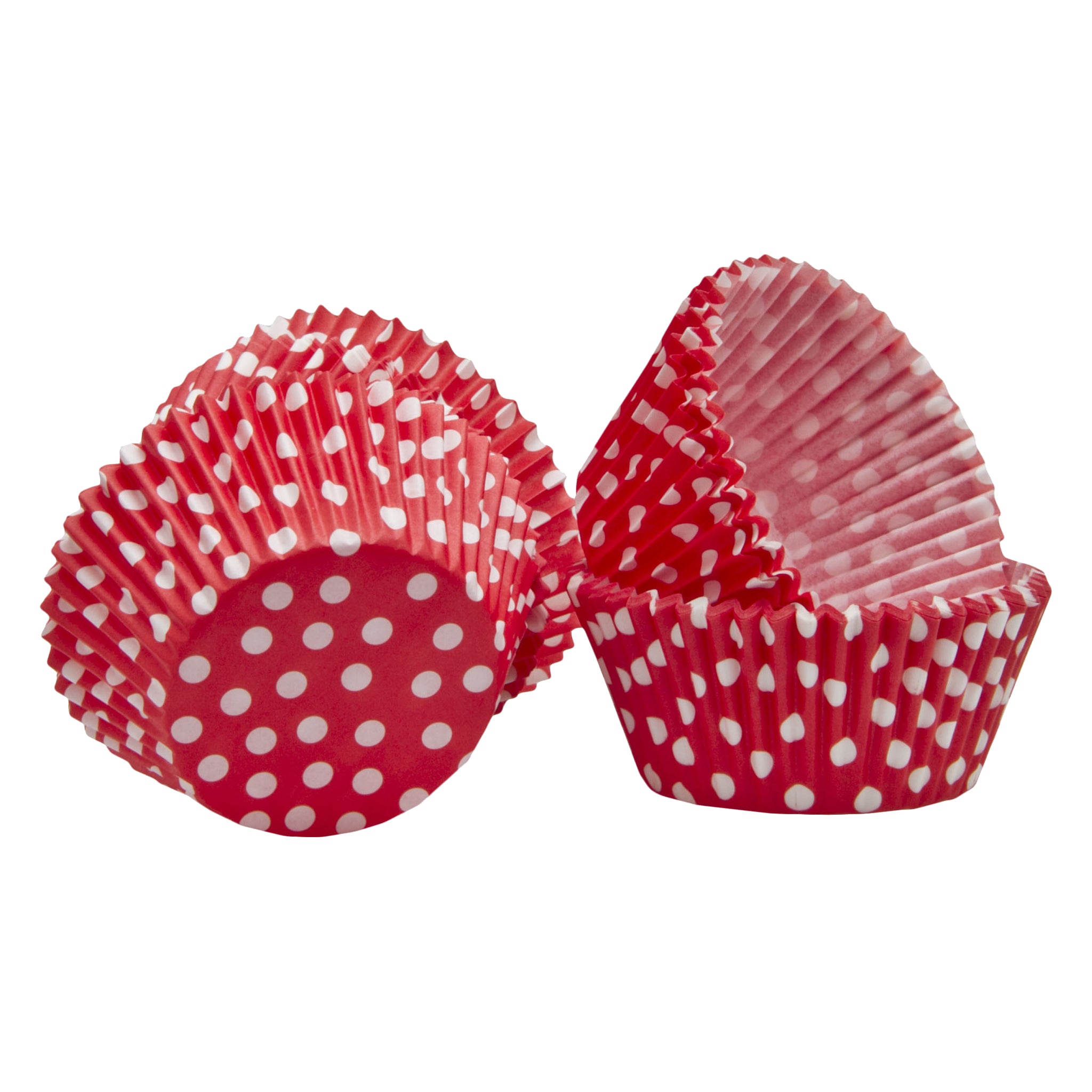 REGENT CAKE CUPS RED WITH WHITE DOTS 50PK, 50MM DIAX32.5MM